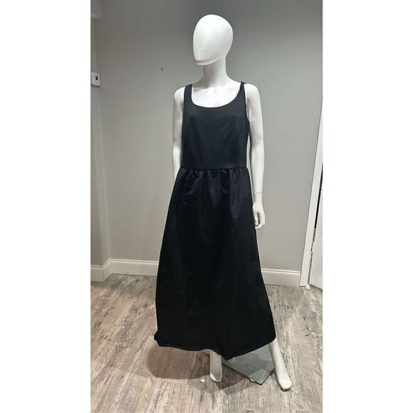 Akris Punto Black Mix Media Midi Dress with D-Ring Belt Size 14 - Picture 2 of 13